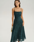 Emerald Jacquard A-Line Maxi Slip Dress