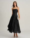 Black Jacquard Maxi Slip Dress