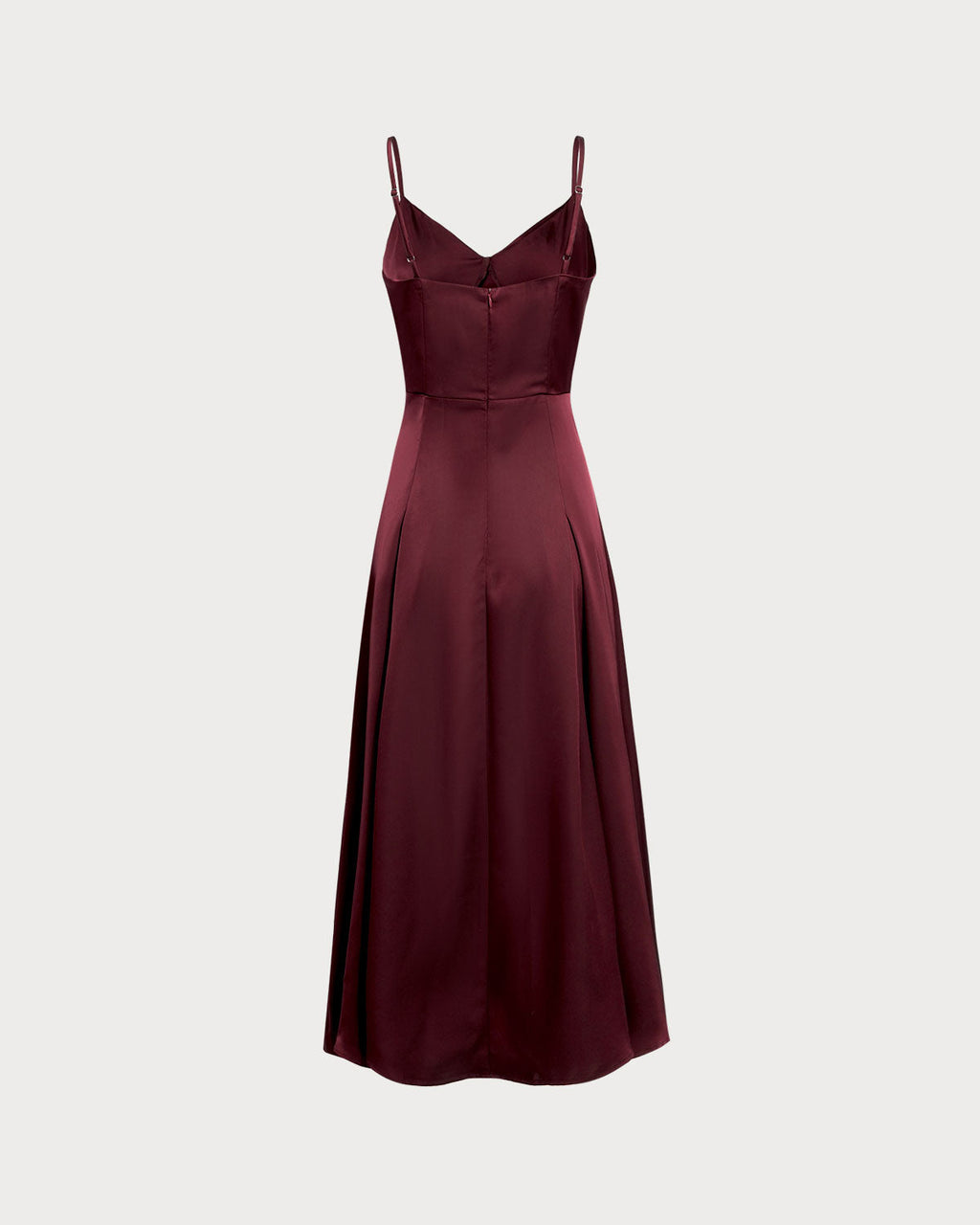 Wine Red Satin A-Line Maxi Slip Dress