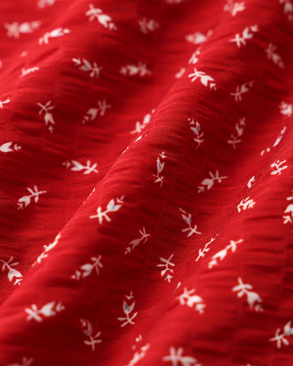 Maxi Dress with Ruffled V-Neck and Red Floral Print