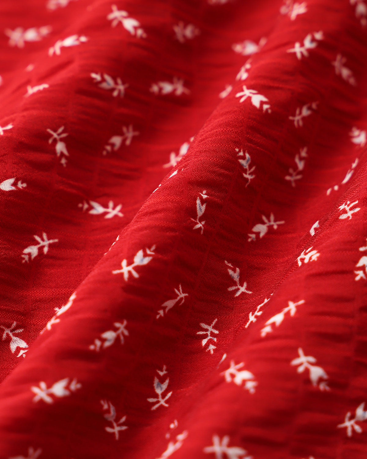 Maxi Dress with Ruffled V-Neck and Red Floral Print