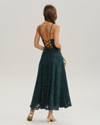 Emerald Jacquard A-Line Maxi Slip Dress