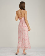 Floral Maxi Dress with Pink Cowl Neck