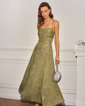 Sage Green Cross-Pattern Jacquard Maxi Slip Dress