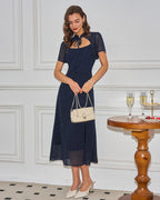 Polka Dot Midi Dress in Blue Collar Style