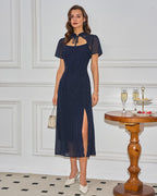 Polka Dot Midi Dress in Blue Collar Style