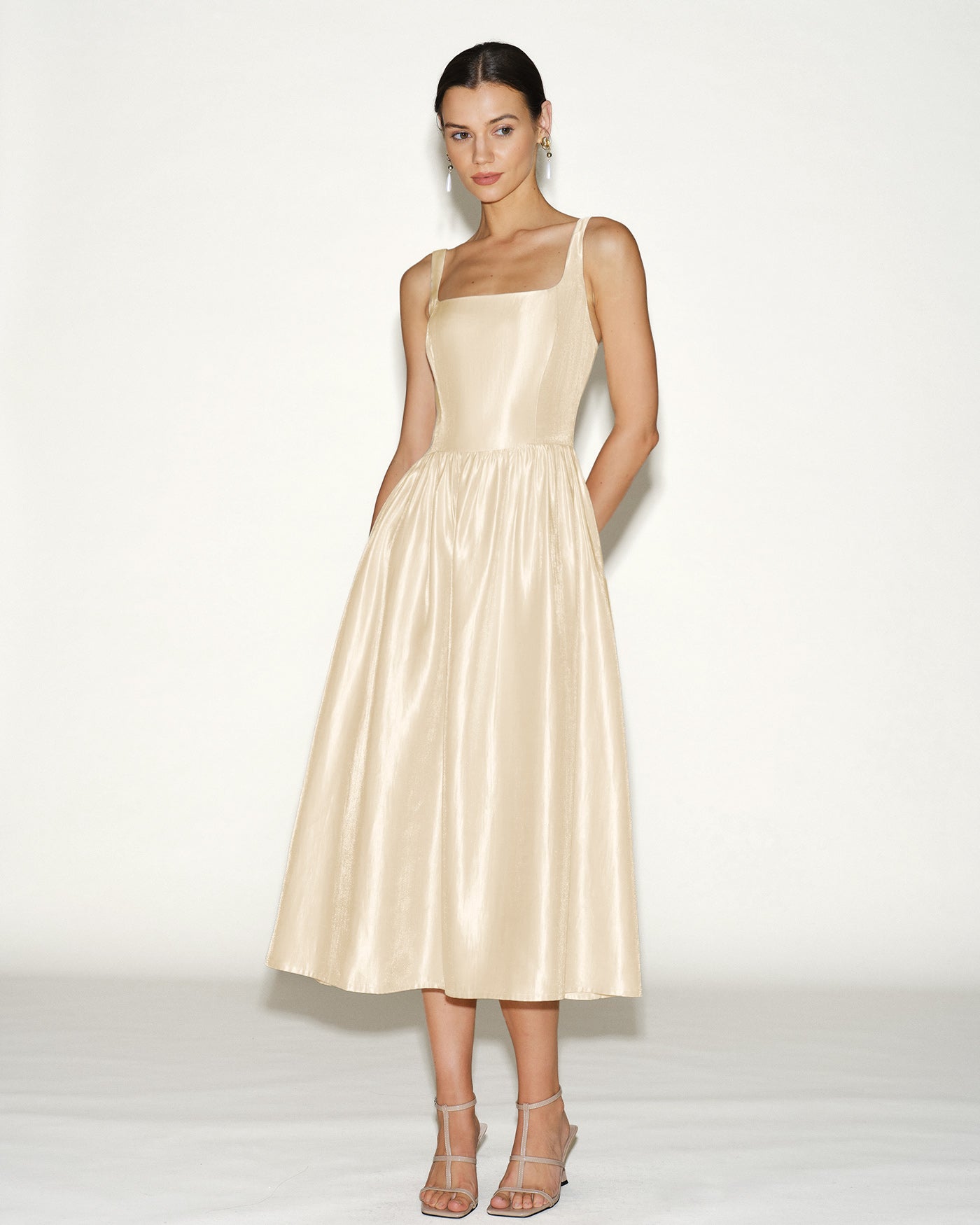 Apricot Zippered Midi Dress