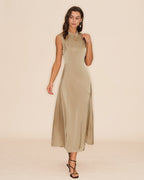 Ruffled Midi Dress in Apricot