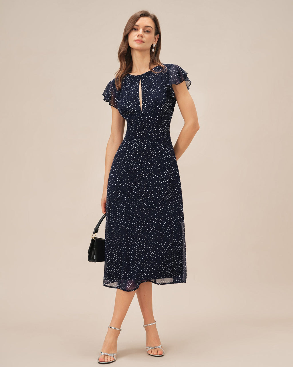 Polka Dot Midi Dress in Blue