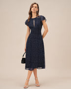 Polka Dot Midi Dress in Blue
