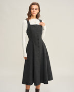 Sleeveless Midi Dress in Grey Tweed