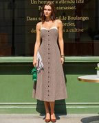 Coffee Checkered Midi Dress