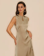 Ruffled Midi Dress in Apricot