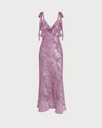 Maxi Dress in Purple Jacquard Fabric