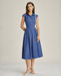 Blue Collar Button-Up Midi Dress