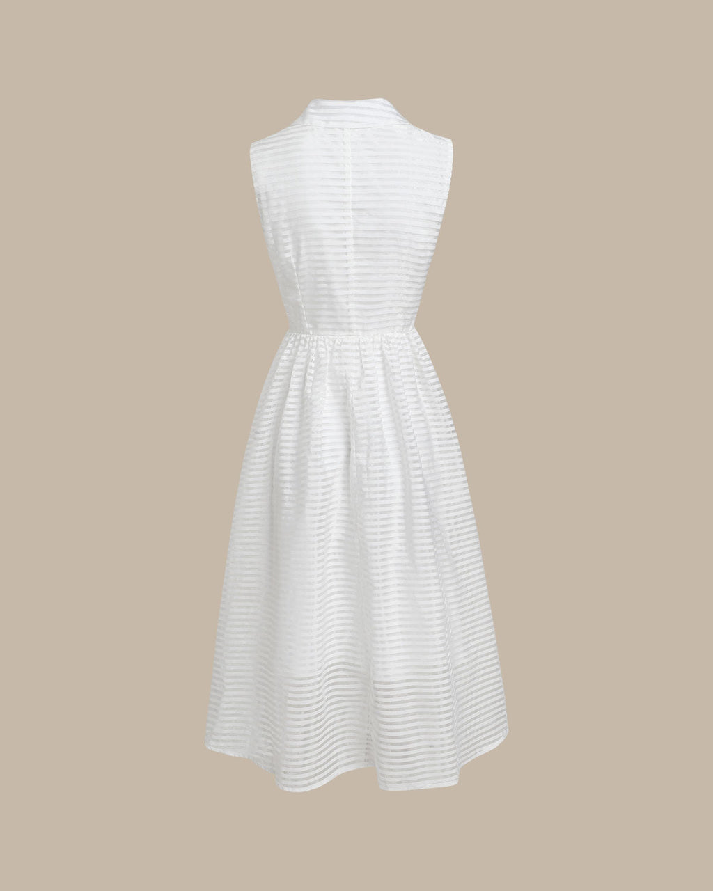 Striped White Sleeveless Midi Dress