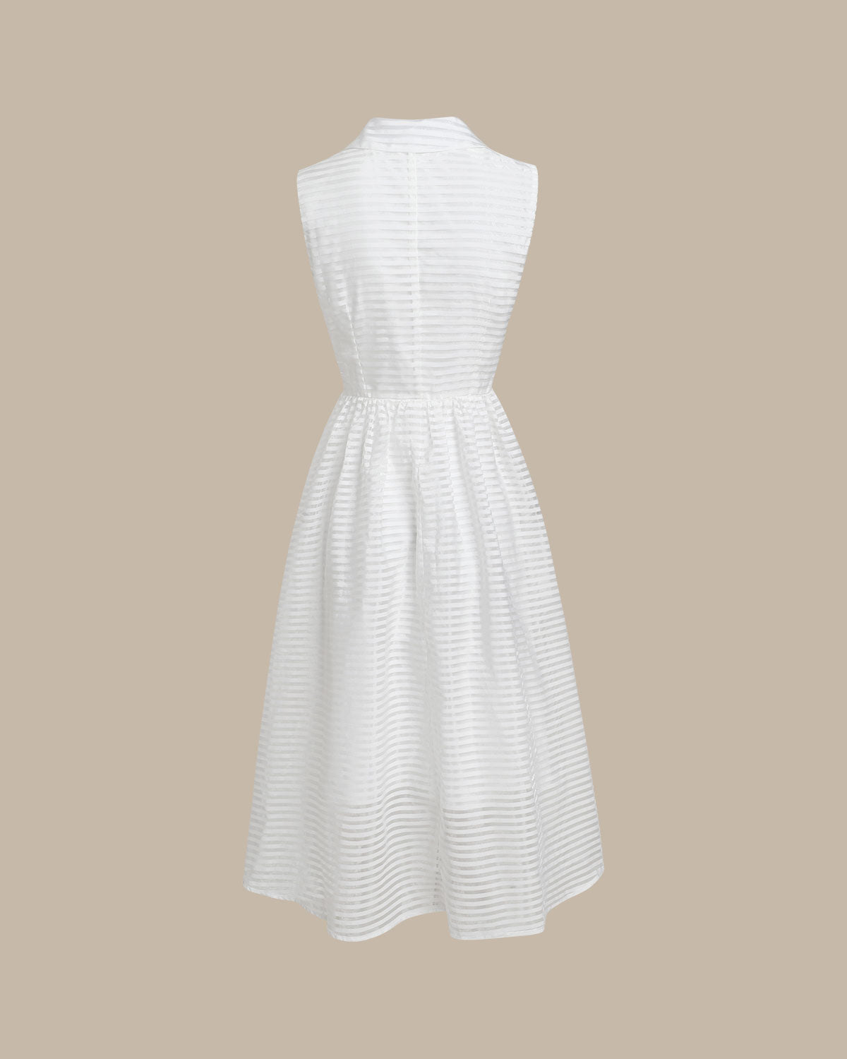 Striped White Sleeveless Midi Dress