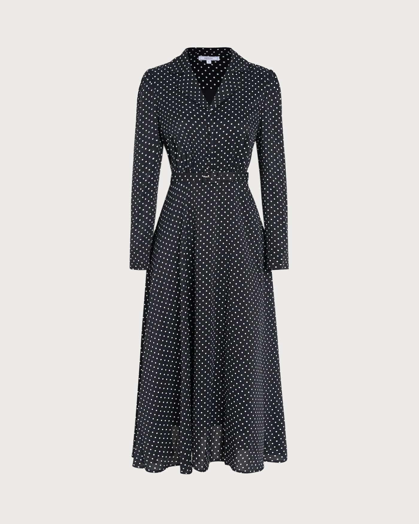 Polka Dot Midi Dress with Black Collar