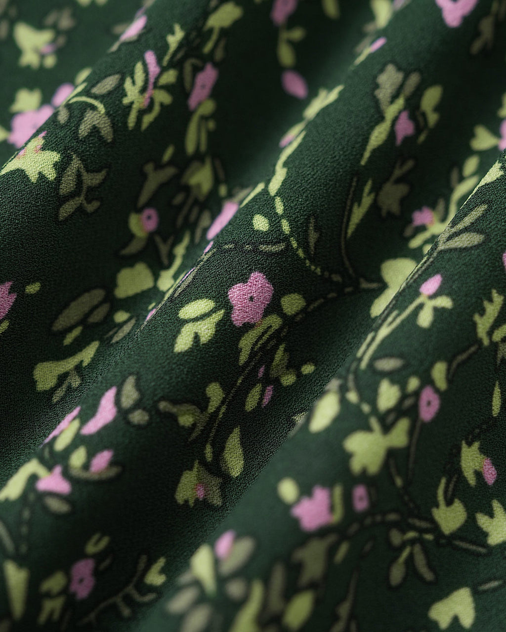 Floral Midi Dress with V-Neck in Green