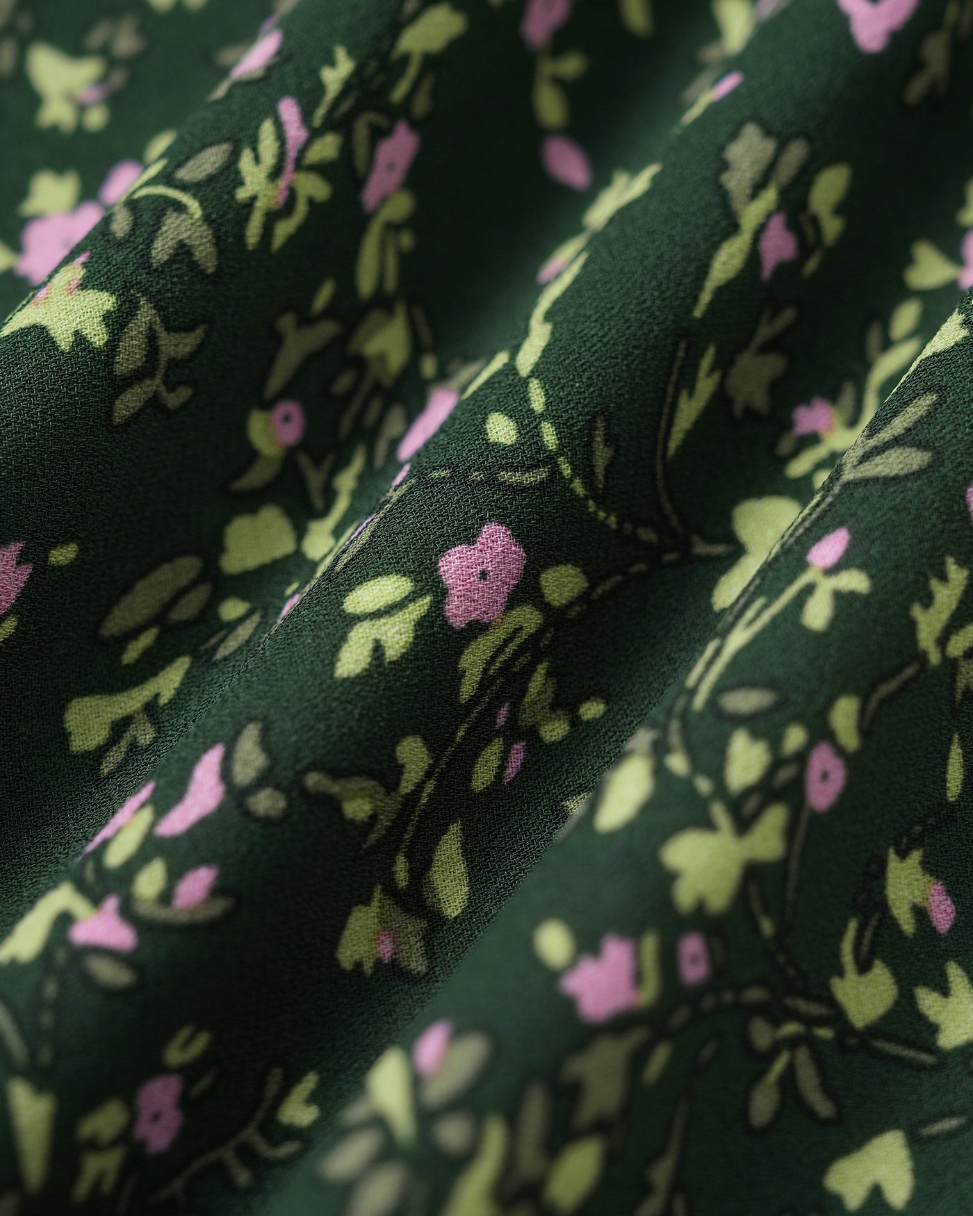 Floral Midi Dress with V-Neck in Green