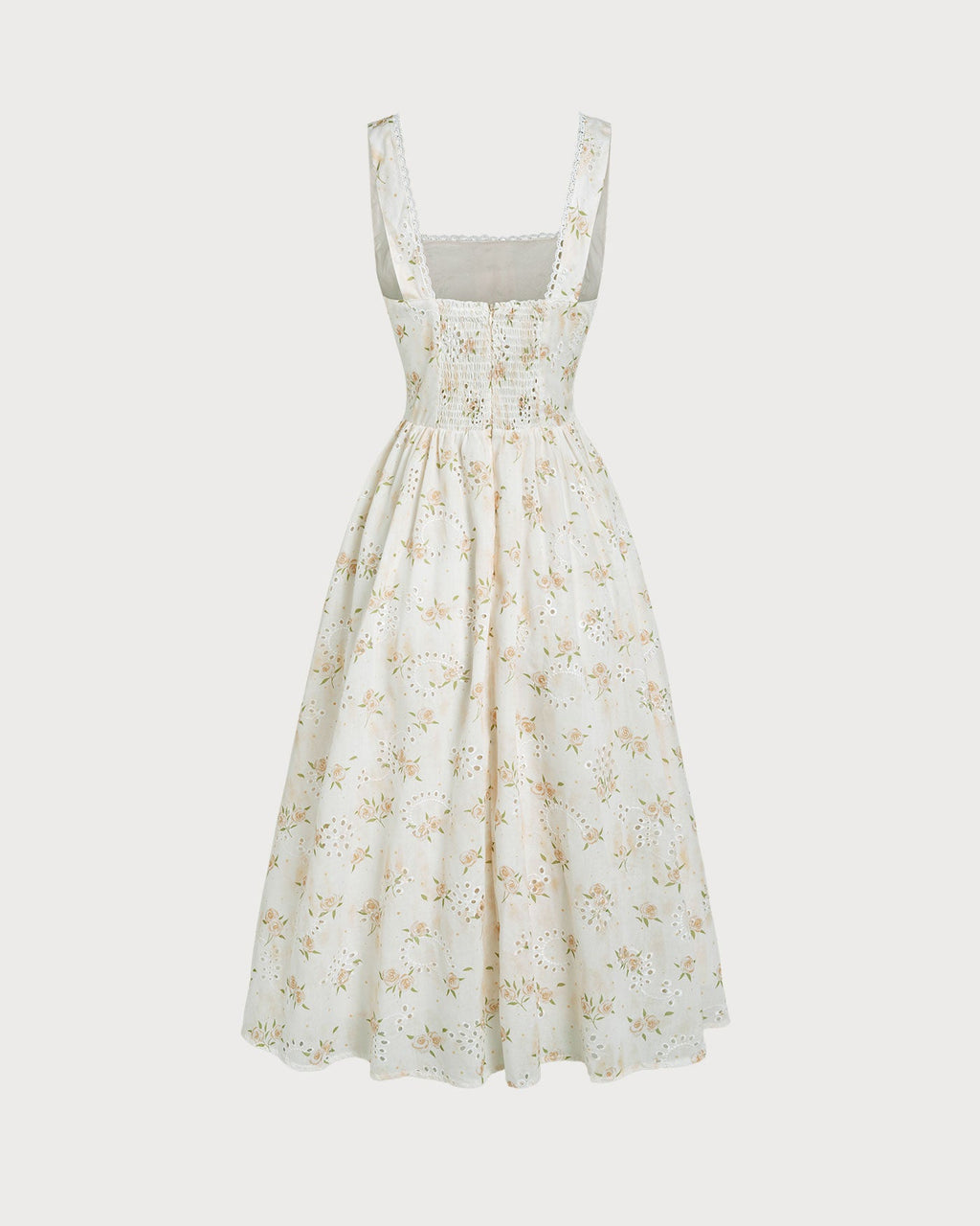 Yellow Floral Gathered Midi Dress
