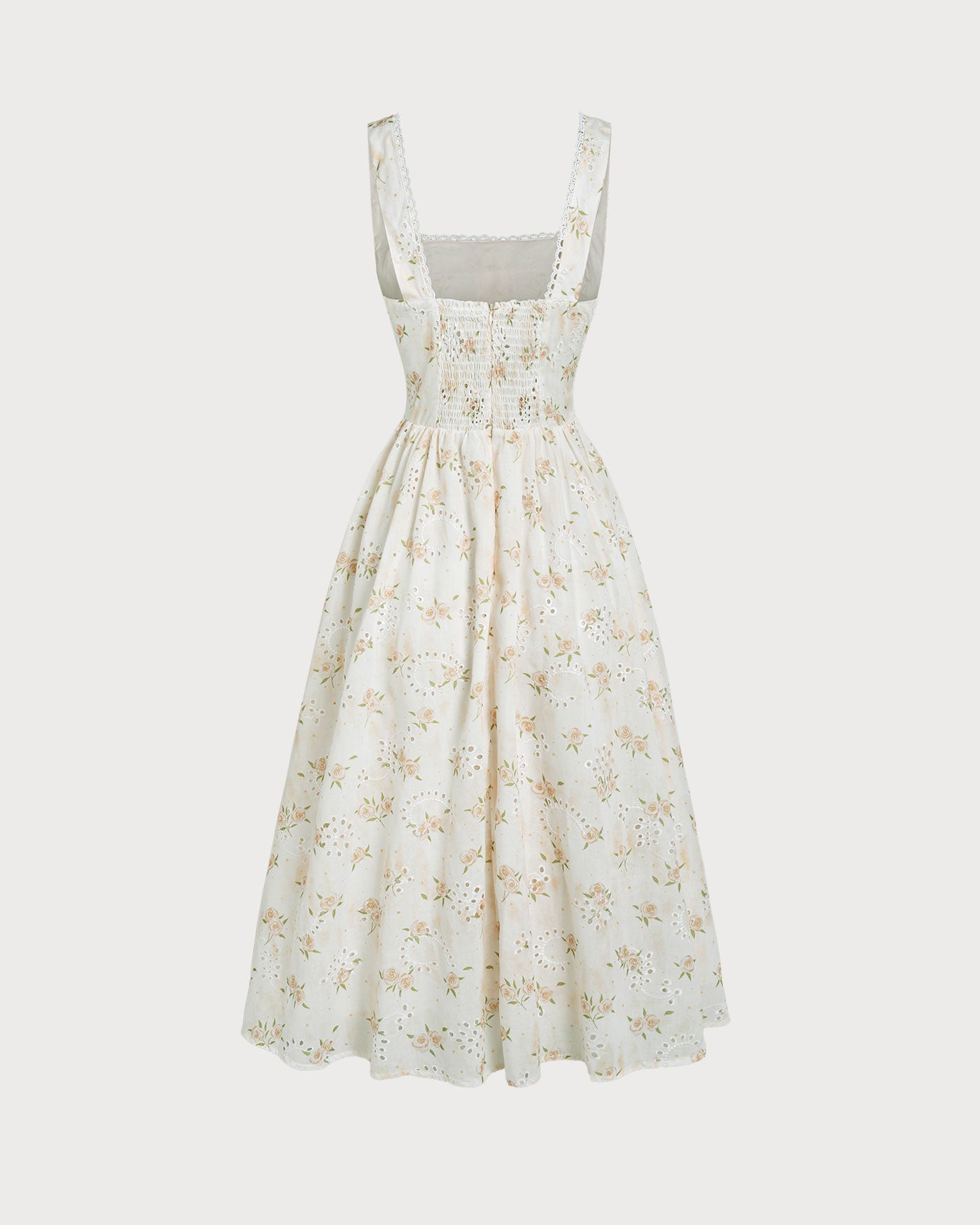 Yellow Floral Gathered Midi Dress