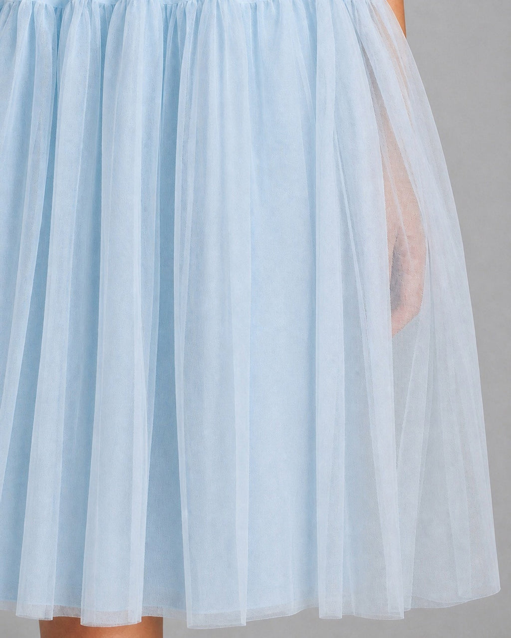 Blue Mesh Midi Dress with Square Neckline