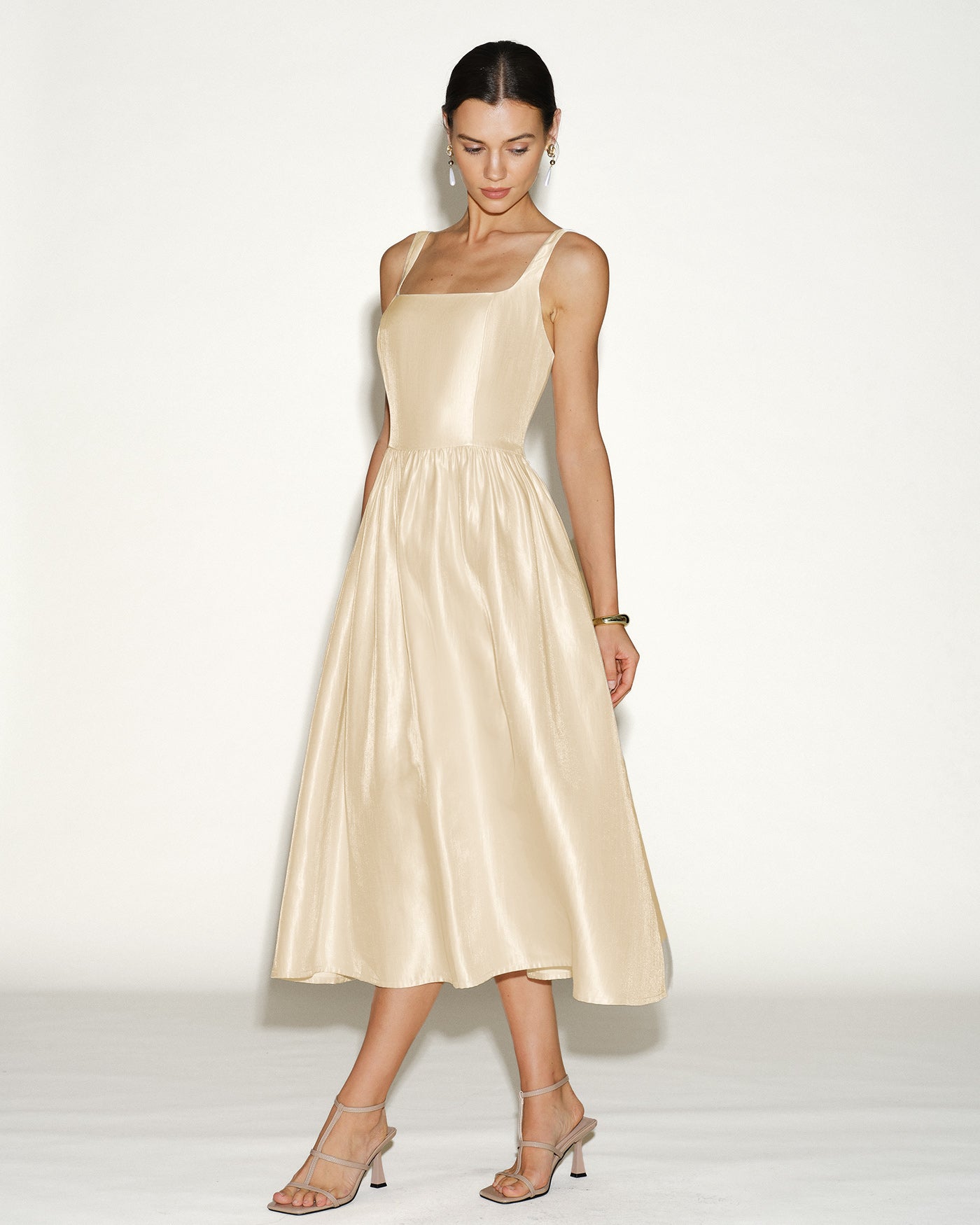 Apricot Zippered Midi Dress