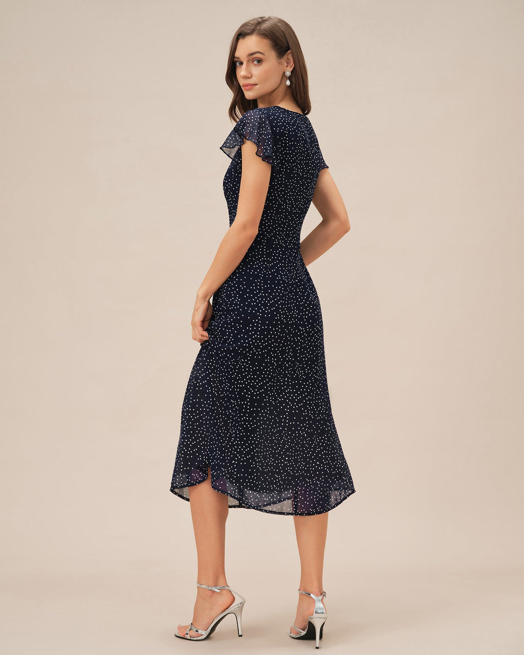 Polka Dot Midi Dress in Blue