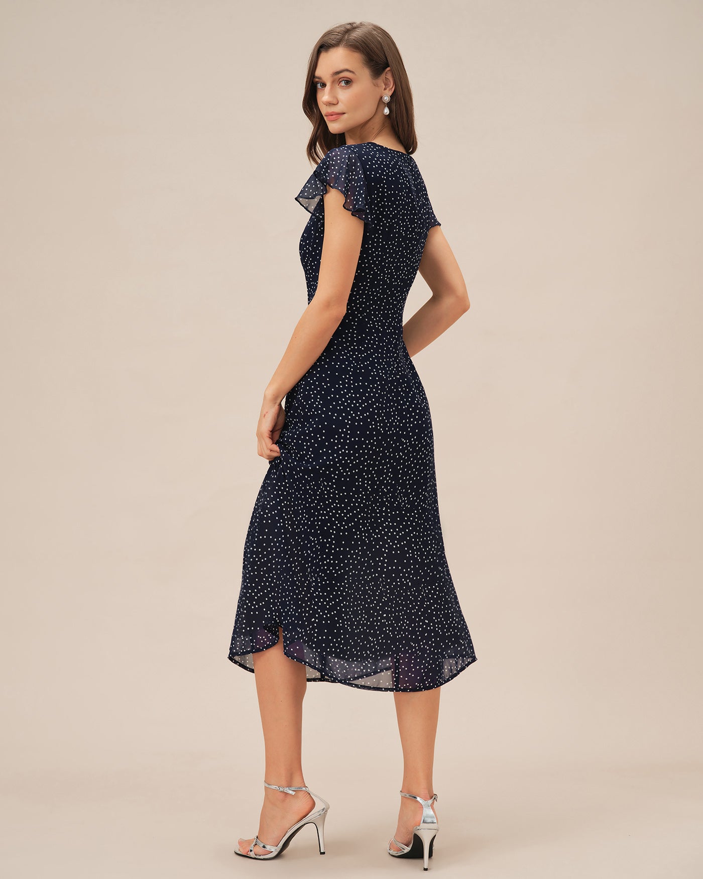 Polka Dot Midi Dress in Blue