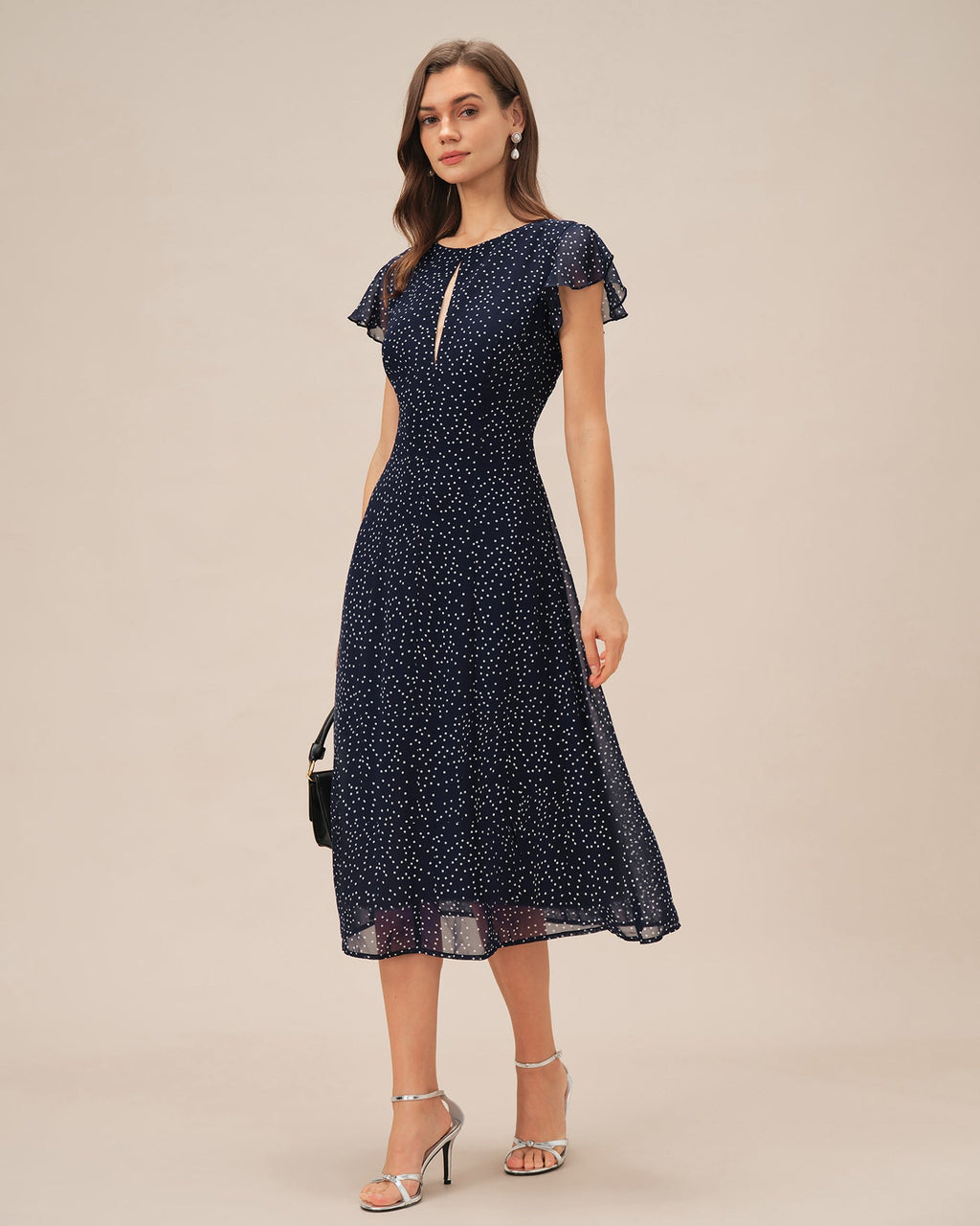 Polka Dot Midi Dress in Blue