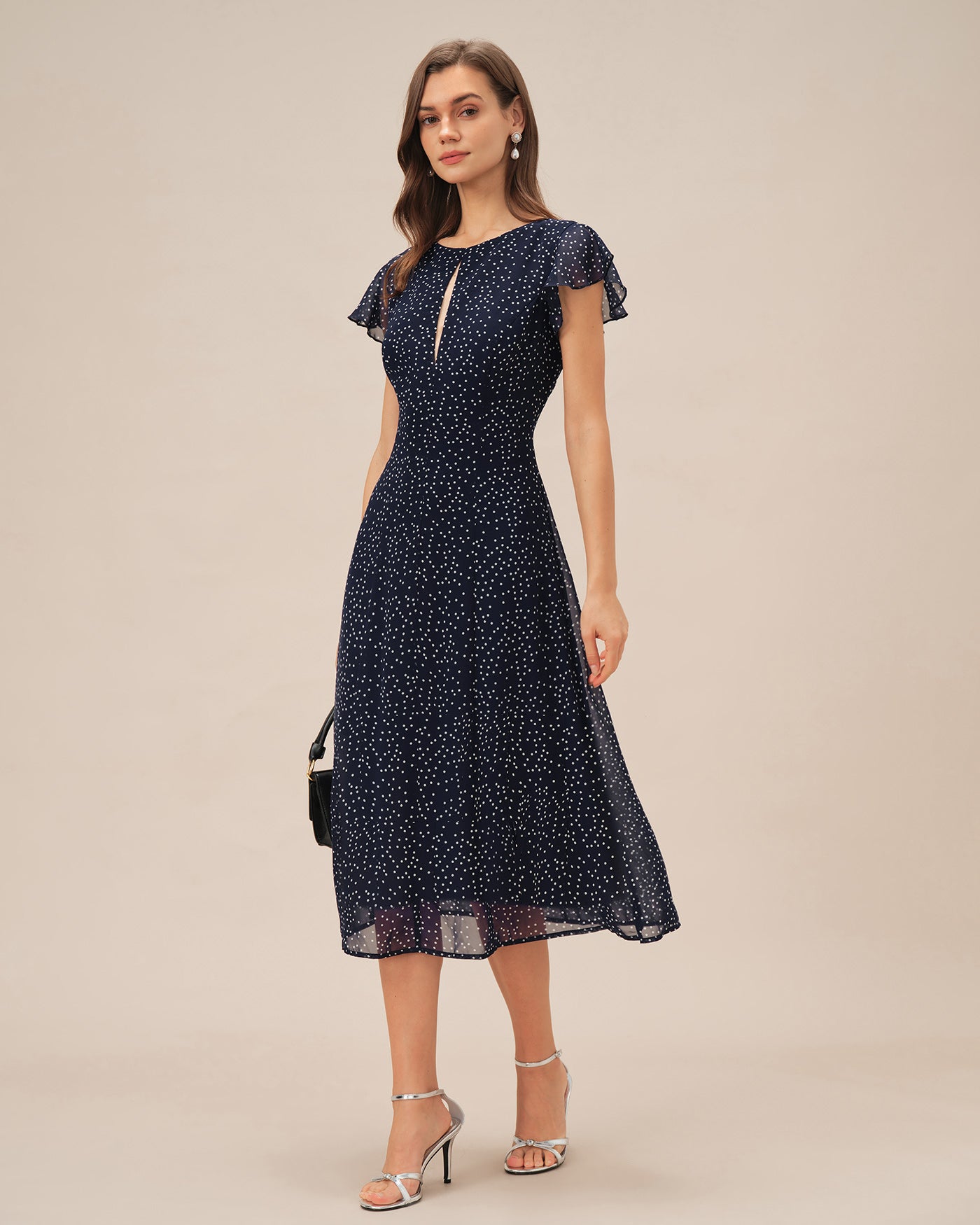 Polka Dot Midi Dress in Blue