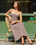 Coffee Checkered Midi Dress