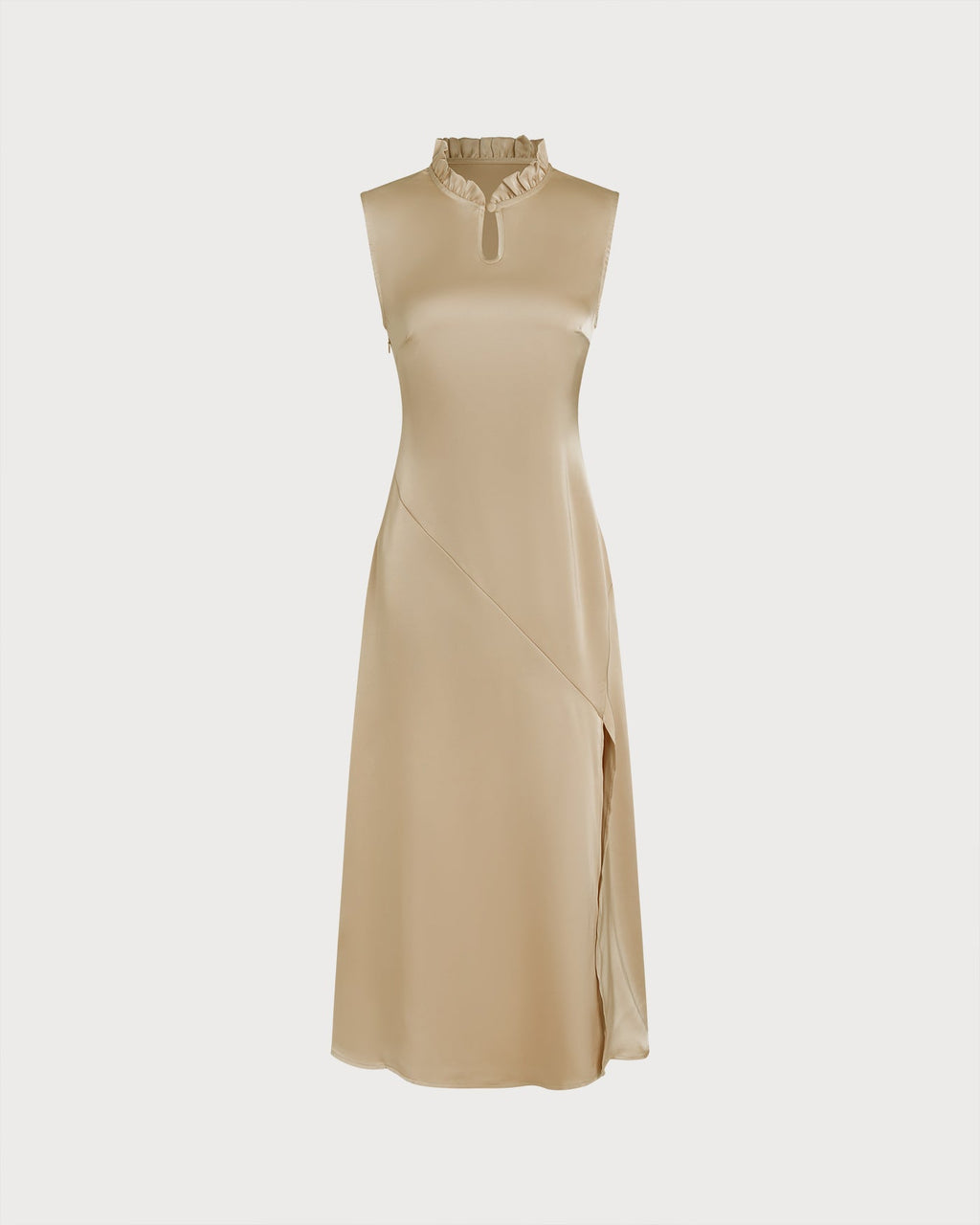 Ruffled Midi Dress in Apricot