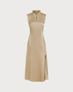 Ruffled Midi Dress in Apricot