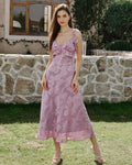 Maxi Dress in Purple Jacquard Fabric