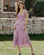 Maxi Dress in Purple Jacquard Fabric