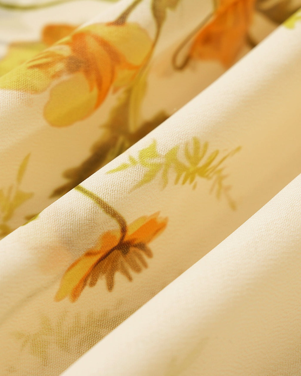 Floral Midi Dress with Yellow Turtle Butterfly Sleeves