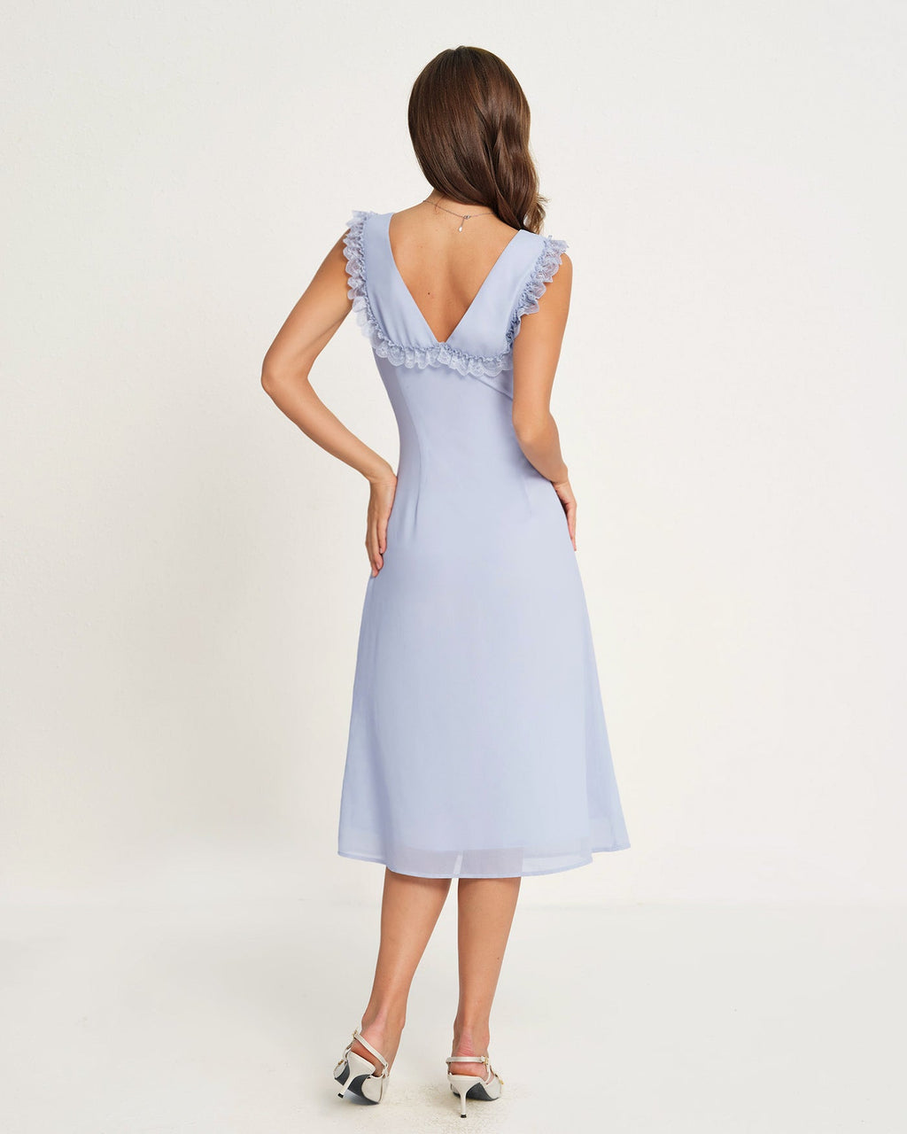 V-Neck Midi Dress in Blue