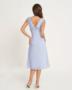 V-Neck Midi Dress in Blue