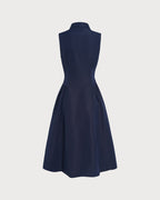 Blue Collar Button-Up Midi Dress