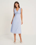 V-Neck Midi Dress in Blue