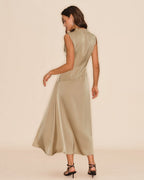 Ruffled Midi Dress in Apricot