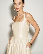 Apricot Zippered Midi Dress