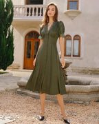 Emerald Lace Satin Midi Dress
