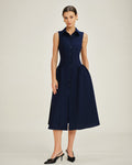 Blue Collar Button-Up Midi Dress