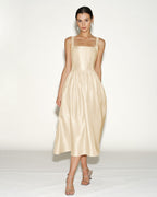 Apricot Zippered Midi Dress