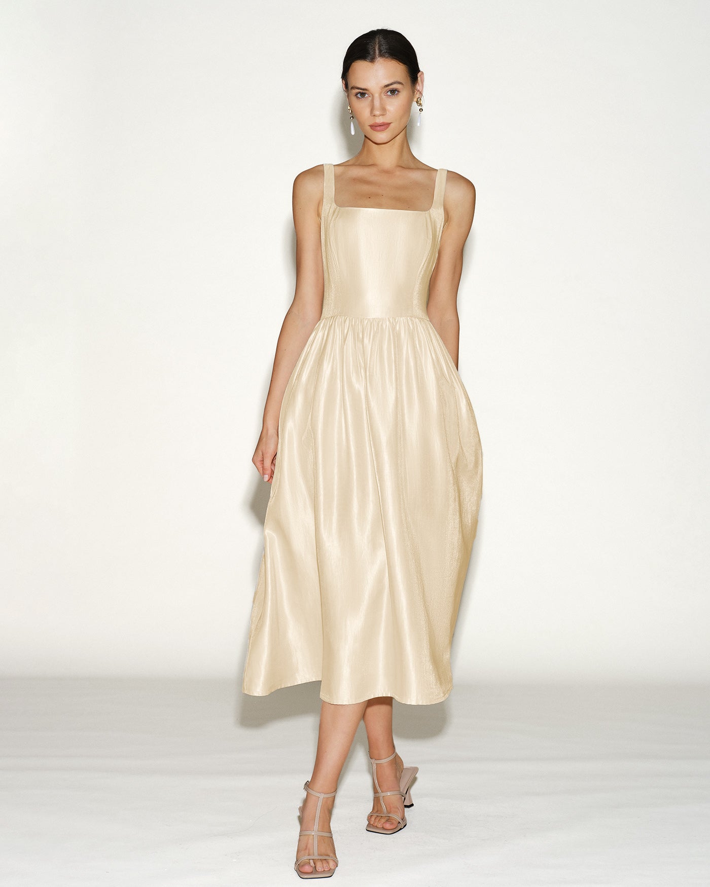 Apricot Zippered Midi Dress