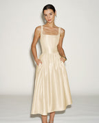 Apricot Zippered Midi Dress
