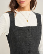 Sleeveless Midi Dress in Grey Tweed